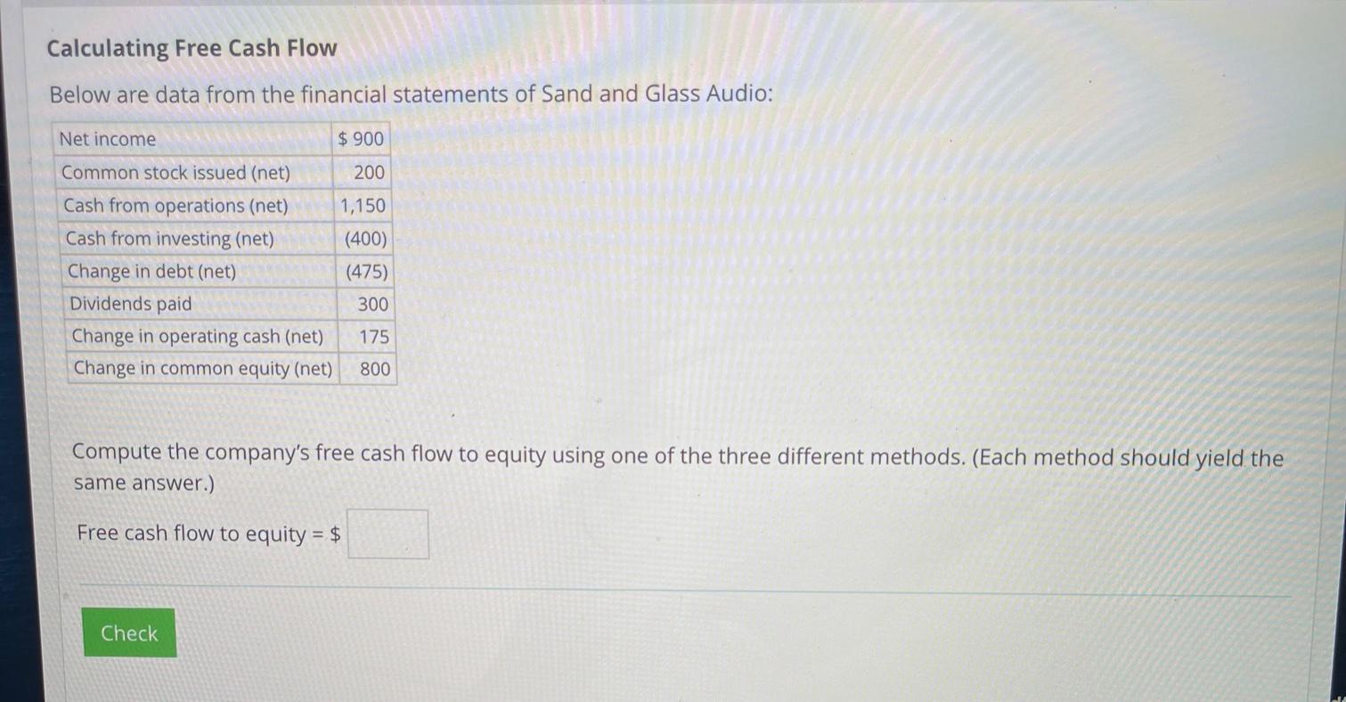 Solved Calculating Free Cash Flow Below are data from the | Chegg.com