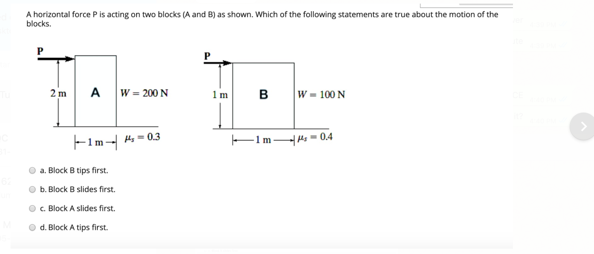 Solved A horizontal force P is acting on two blocks (A and | Chegg.com