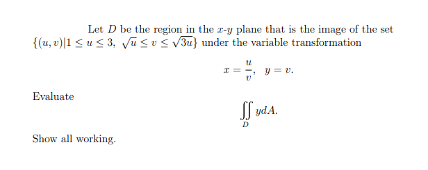 Solved Let D be the region in the c-y plane that is the | Chegg.com