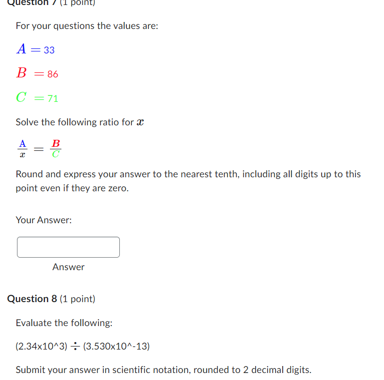 Solved For Your Questions The Values Are: A=33B=86C=71 Solve | Chegg.com