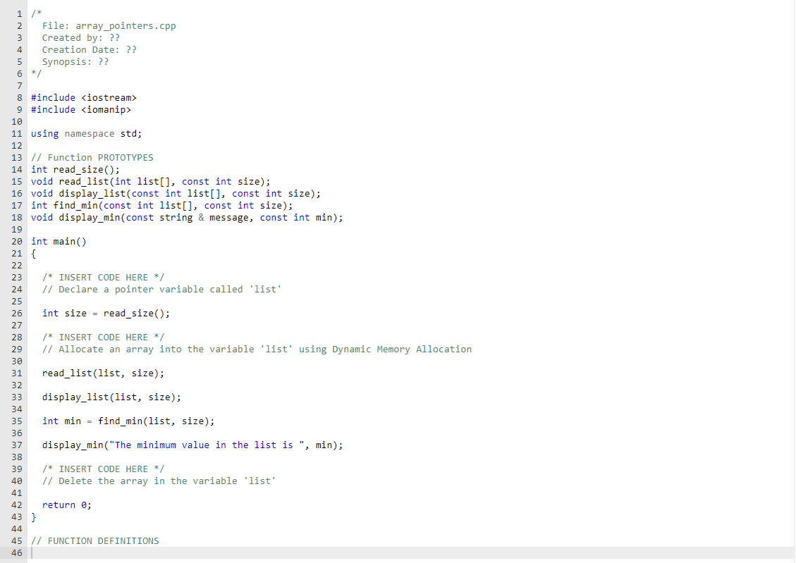 Solved Write a c++ program that prompts the user for a list | Chegg.com