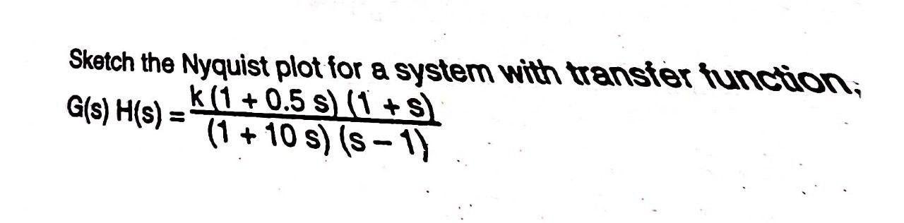 Solved Sketch the Nyquist plot for a system with transter | Chegg.com