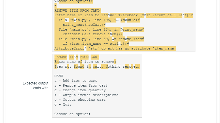 Shopping Cart Python Code Solved 9.12 LAB*: Program: Online shopping cart (Part 2) | Chegg.com
