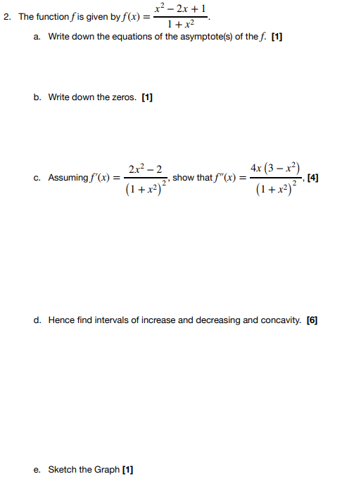 Solved x2 - 2x + 1 2. The function fis given by f(x) = 1 + | Chegg.com