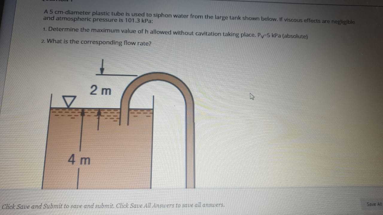 Solved A 5 cmdiameter plastic tube is used to siphon water