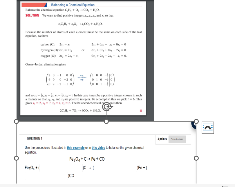 Solved Balance The Chemical Equation C2H6+O2→CO2+H2O. | Chegg.com