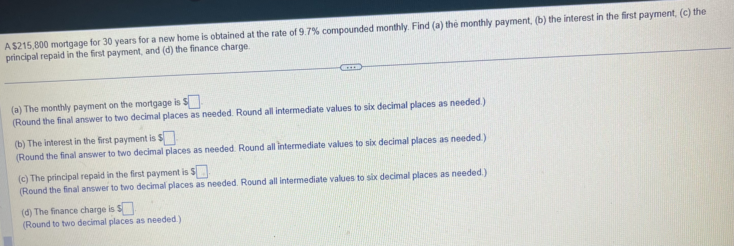 solved-a-215-800-mortgage-for-30-years-for-a-new-home-is-chegg