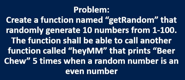 Solved Problem: Create a function named 