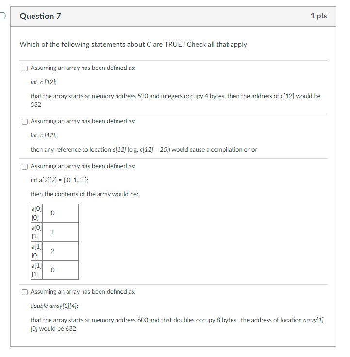 Solved Question 7 1 pts Which of the following statements | Chegg.com