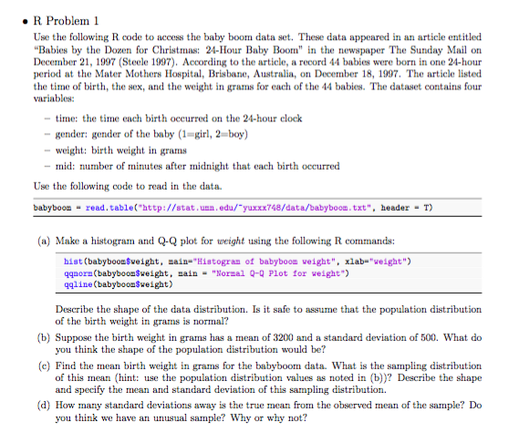R Problems File Examples R Problem 1 Use the following R code to access the | Chegg.com