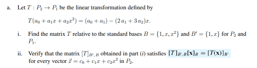 Solved a. Let T: P2 + P be the linear transformation defined | Chegg.com