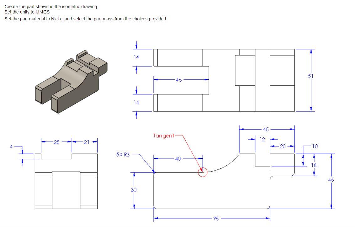 Solved Create the part shown in the isometric drawing Set | Chegg.com