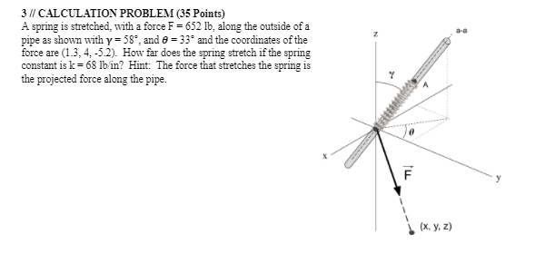 Solved 3 // CALCULATION PROBLEM (35 Points) A spring is | Chegg.com