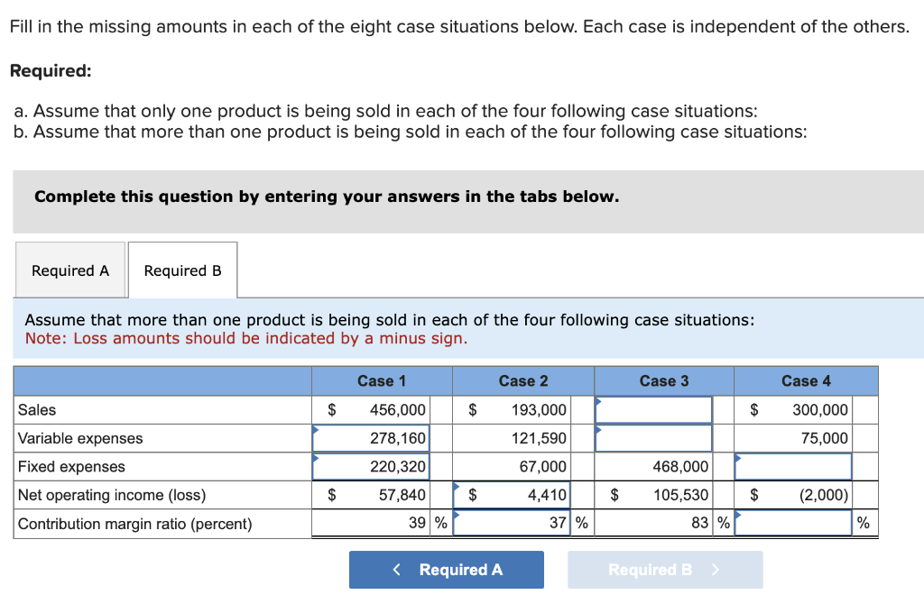 Solved Fill In The Missing Amounts In Each Of The Eight Case | Chegg.com