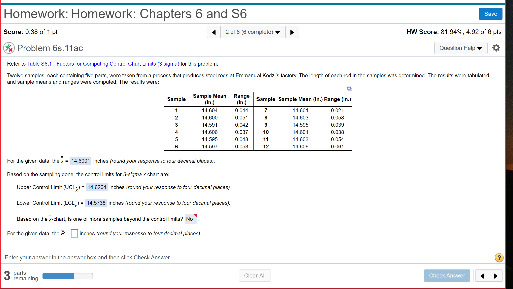 Solved Homework: Homework: Chapters 6 and S6 Save Score: | Chegg.com