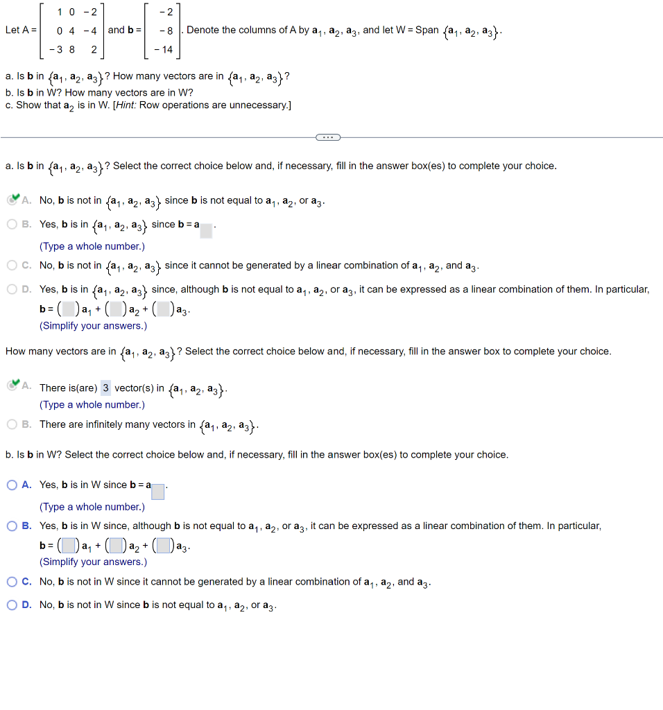 Solved Let A=⎣⎡10−3048−2−42⎦⎤ and b=⎣⎡−2−8−14⎦⎤. Denote the | Chegg.com