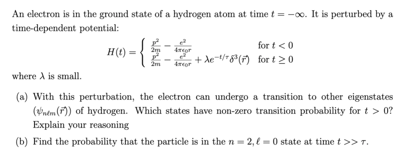 Solved An electron is in the ground state of a hydrogen atom | Chegg.com
