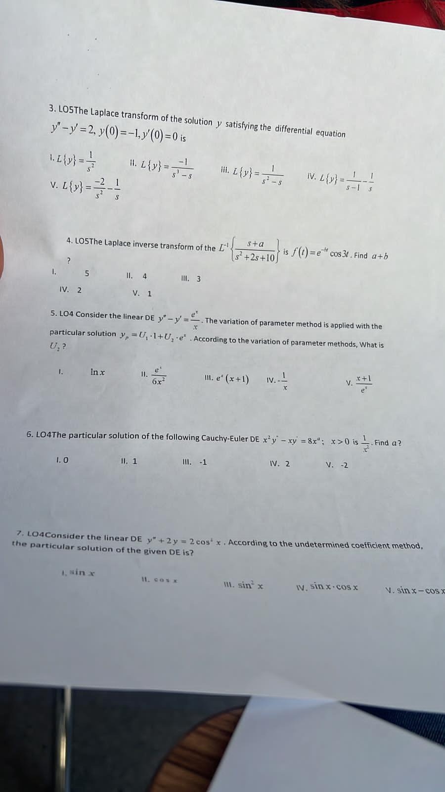 Solved 3. LO5The Laplace transform of the solution y | Chegg.com