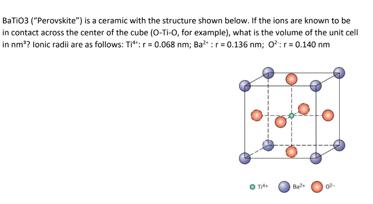 Solved BaTiO3 ("Perovskite") ﻿is a ceramic with the | Chegg.com