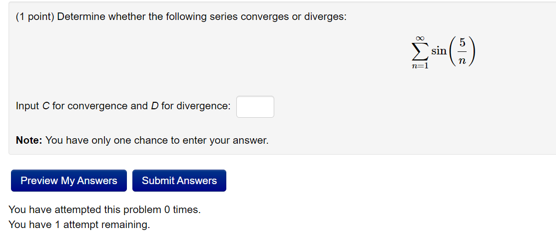 Solved 1 Point Determine Whether The Following Series 9509