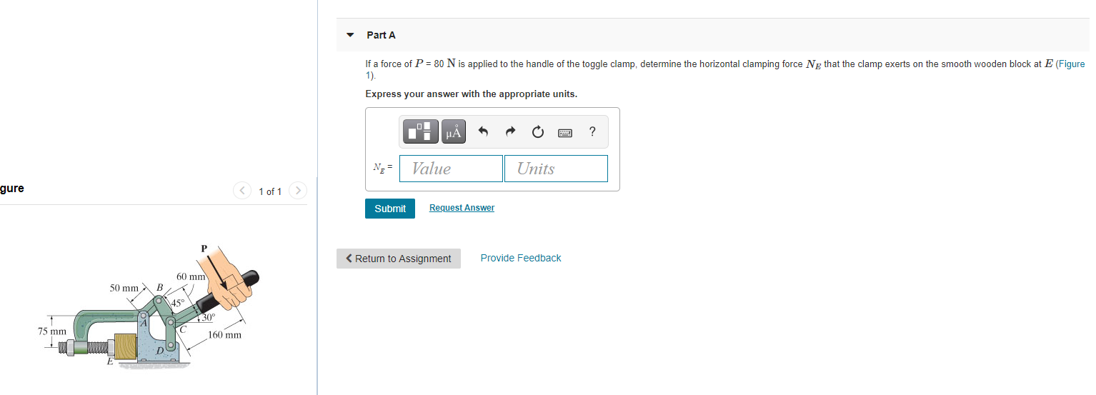 Solved A Force Of F 80n Is Applied To The Handle Of The Chegg Com