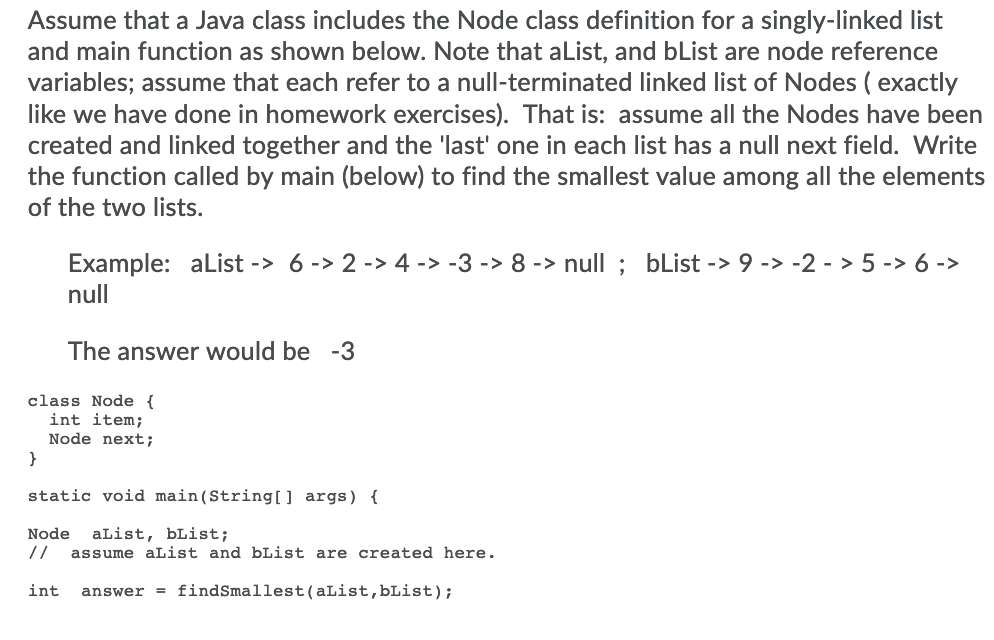 Solved Assume that a Java class includes the Node class | Chegg.com