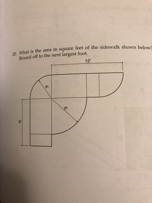 Solved What is the area in square feet of the sidewalk shown