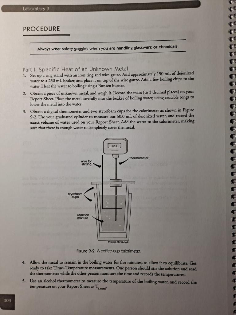 Laboratory 9 CALORIMETRY SPECIFIC HEAT OF A METAL