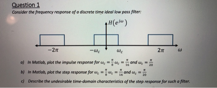 Solved Question 1 Consider the frequency response of a | Chegg.com