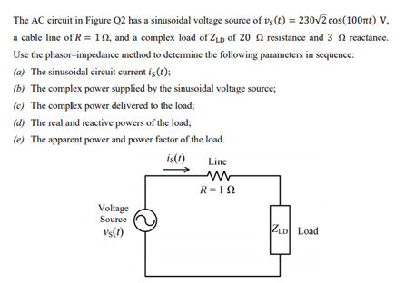 Solved The AC circuit in Figure Q2 has a sinusoidal voltage | Chegg.com