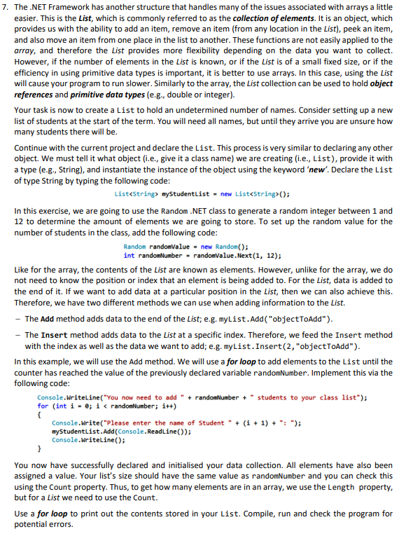7. The .NET Framework has another structure that | Chegg.com