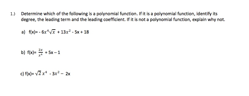 Solved Determine which of the following is a polynomial | Chegg.com