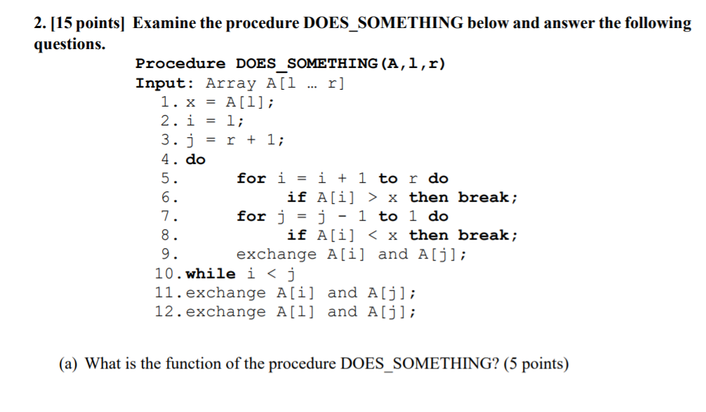 Solved 2. [15 points] Examine the procedure DOES_SOMETHING | Chegg.com