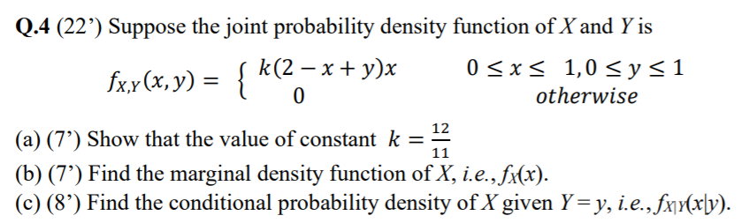 Solved Q 4 22 Suppose The Joint Probability Density Chegg Com