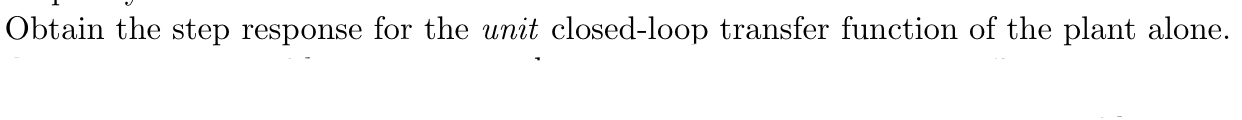 Solved Obtain the step response for the unit closed-loop | Chegg.com