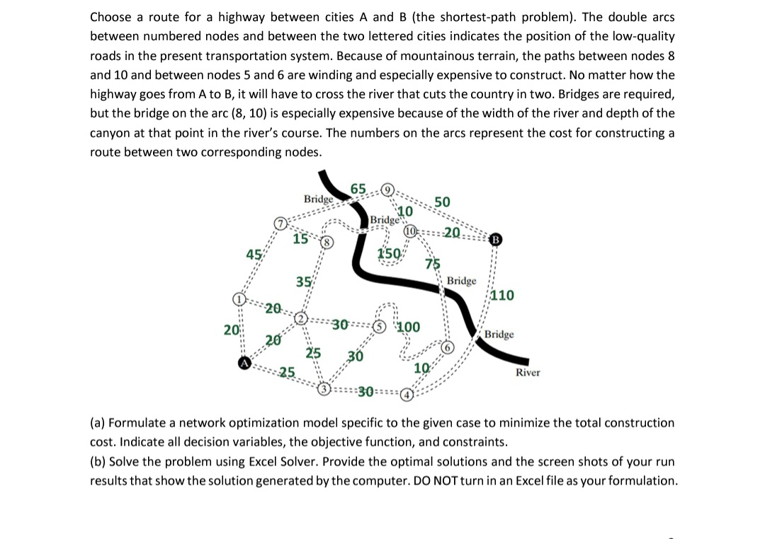 Choose A Route For A Highway Between Cities A And B | Chegg.com