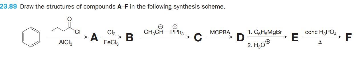 Solved 23.89 Draw the structures of compounds A–F in the | Chegg.com