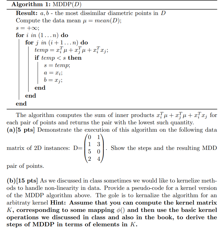 Kernel methods Consider the problem of finding the | Chegg.com