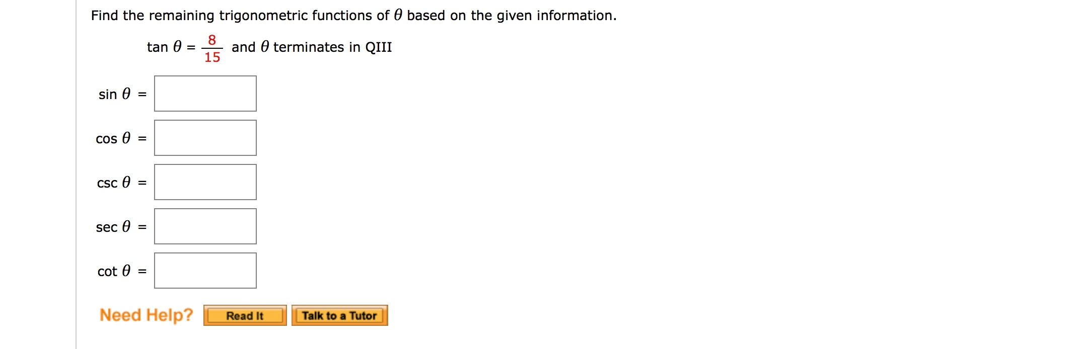 Photo inspiration: Visual Reference: Solved Find The Remaining Trigonometric Functions Of O Based