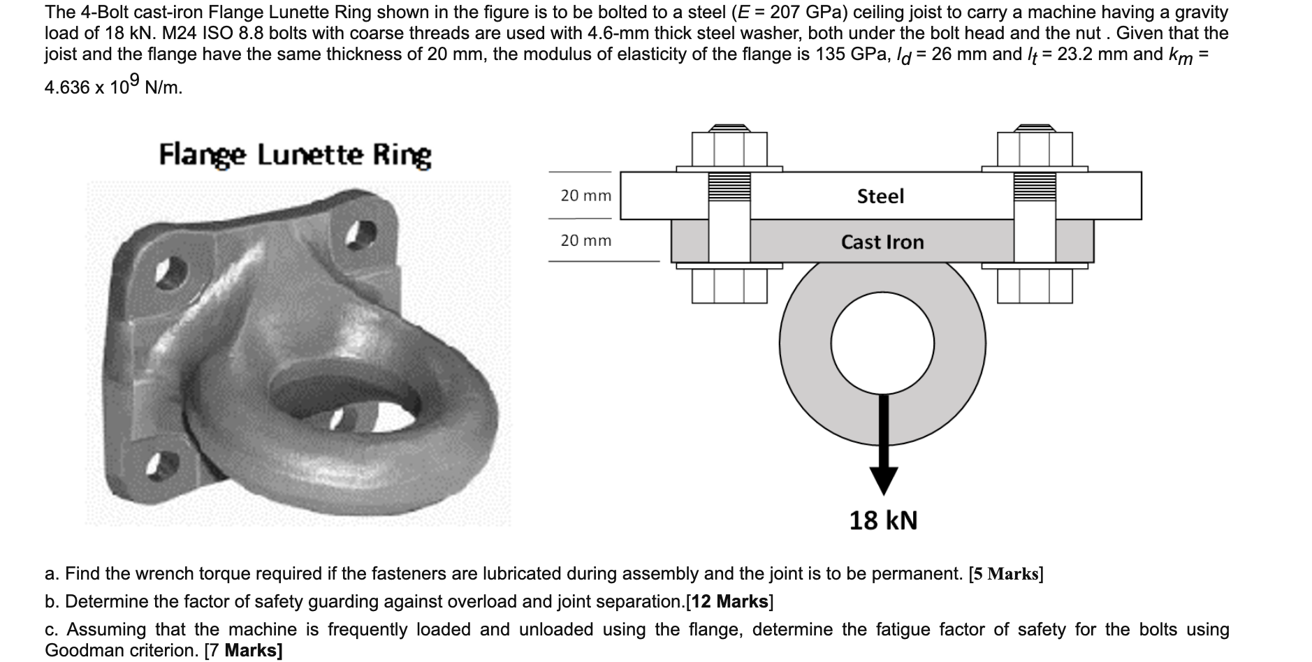 Solved The 4 Bolt cast iron Flange Lunette Ring shown in the