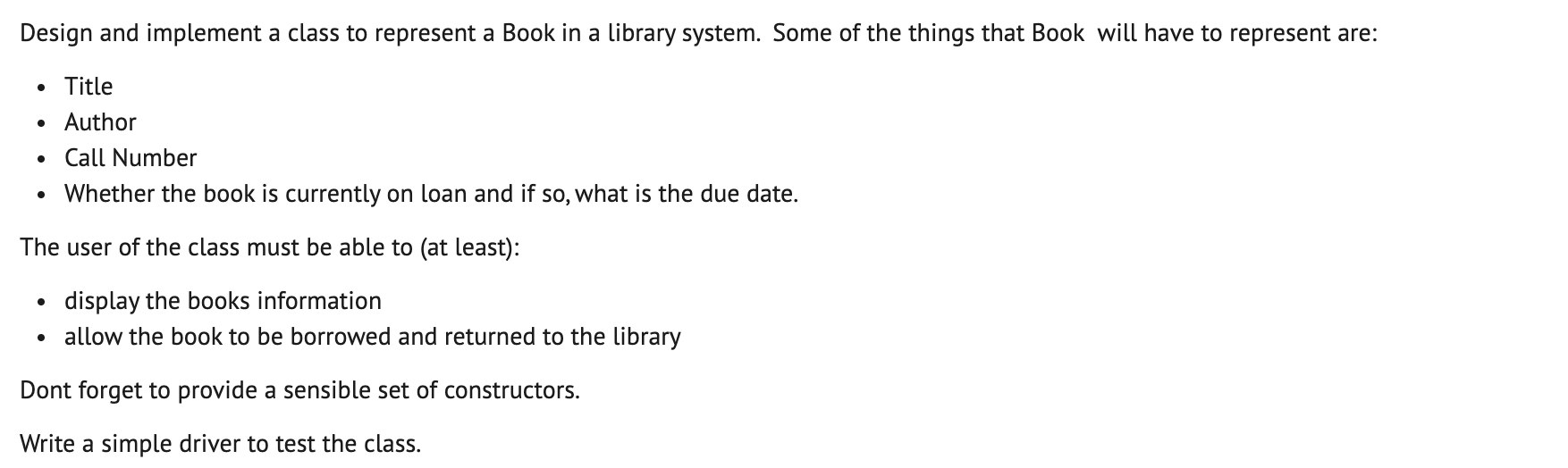 Solved Design and implement a class to represent a Book in a | Chegg.com