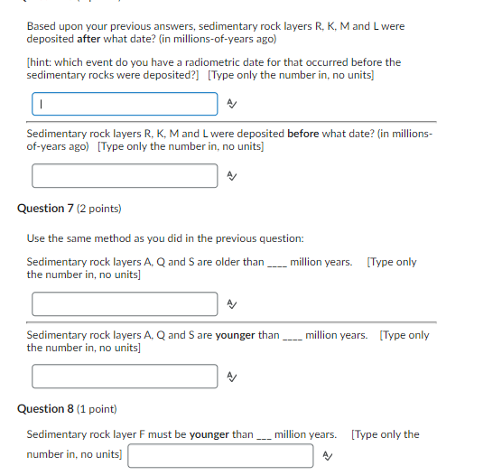 Based upon your previous answers, sedimentary rock | Chegg.com | Chegg.com