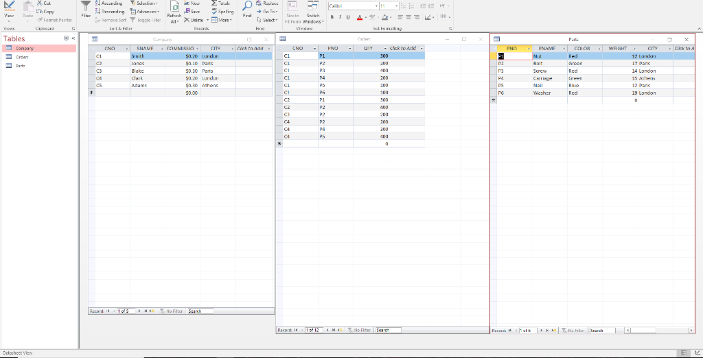 Query Parts Parts Database Advanced Queries Create the | Chegg.com