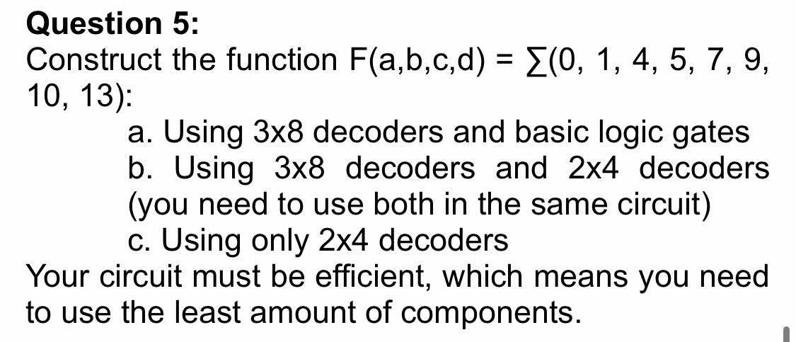 Solved Question 5: Construct the function | Chegg.com