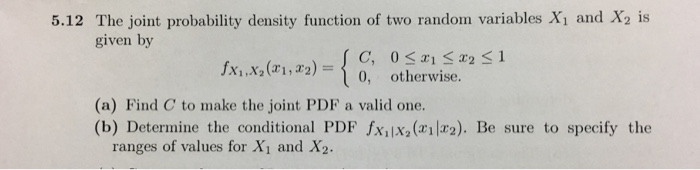 Solved The joint probability density function of two random | Chegg.com