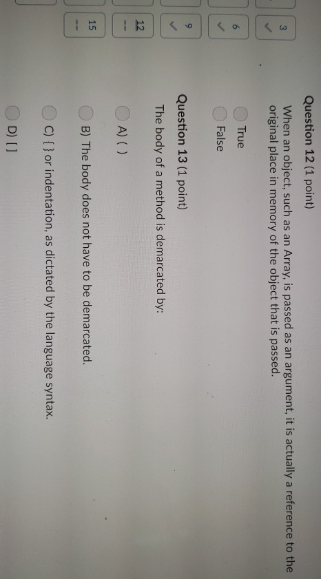 Solved Question 6 (1 point) Saved When code in a method | Chegg.com