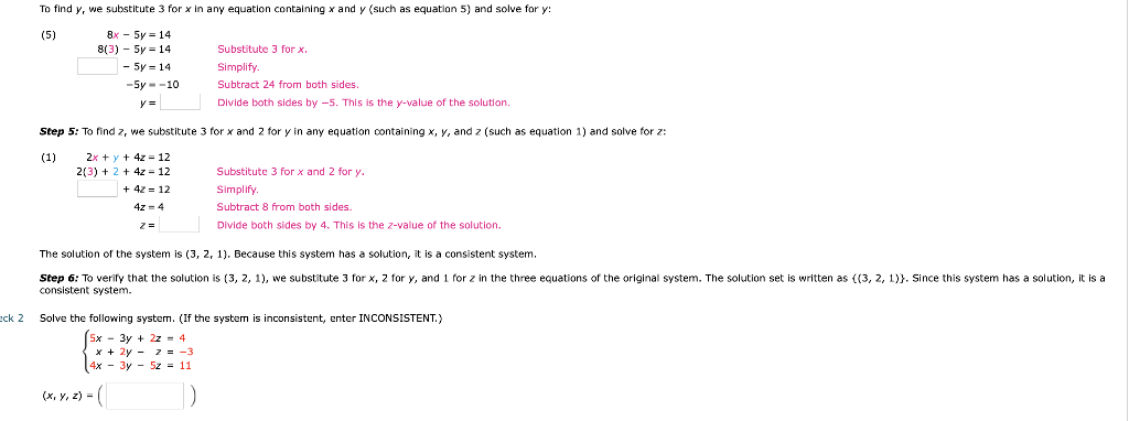 Solved Example 2 Solve The Following System 2x Y 4z Chegg Com