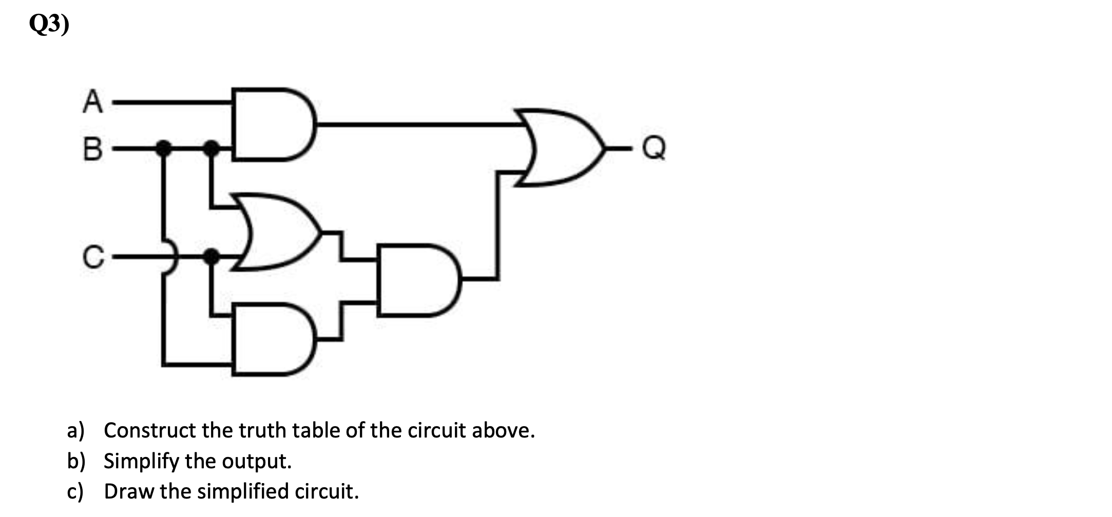 Solved a) Construct the truth table of the circuit above. b) | Chegg.com