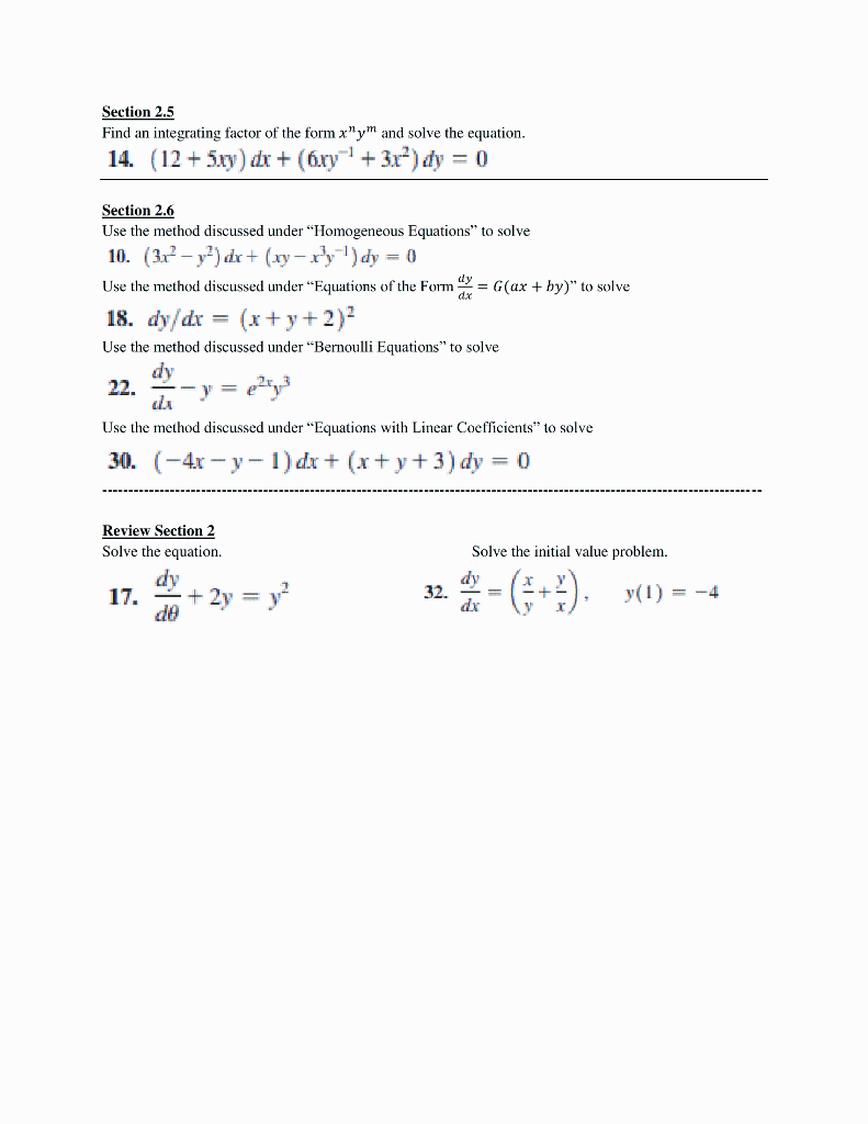 Solved Section 2.5 Find an integrating factor of the form | Chegg.com