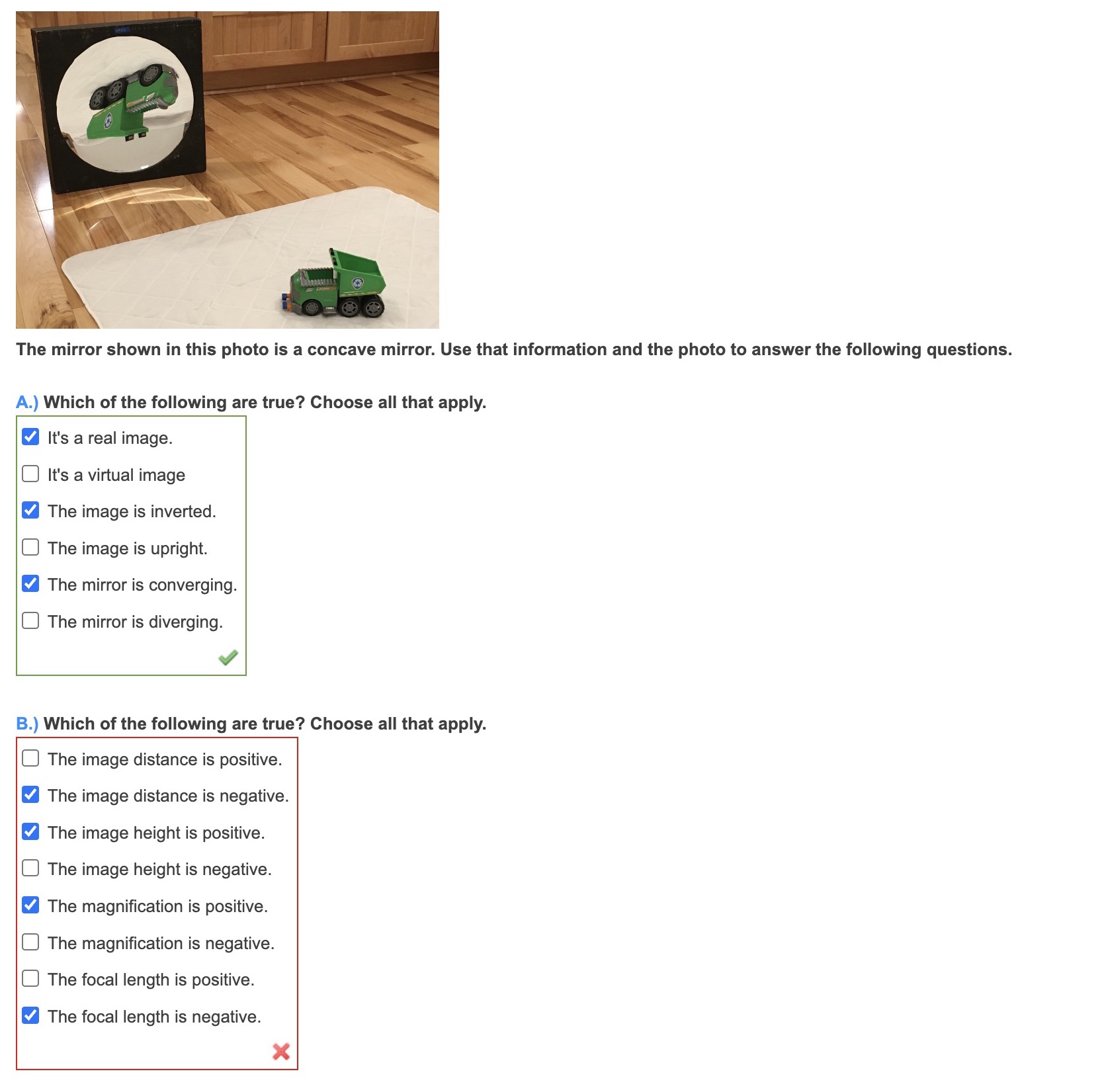 Solved The mirror shown in this photo is a concave mirror.